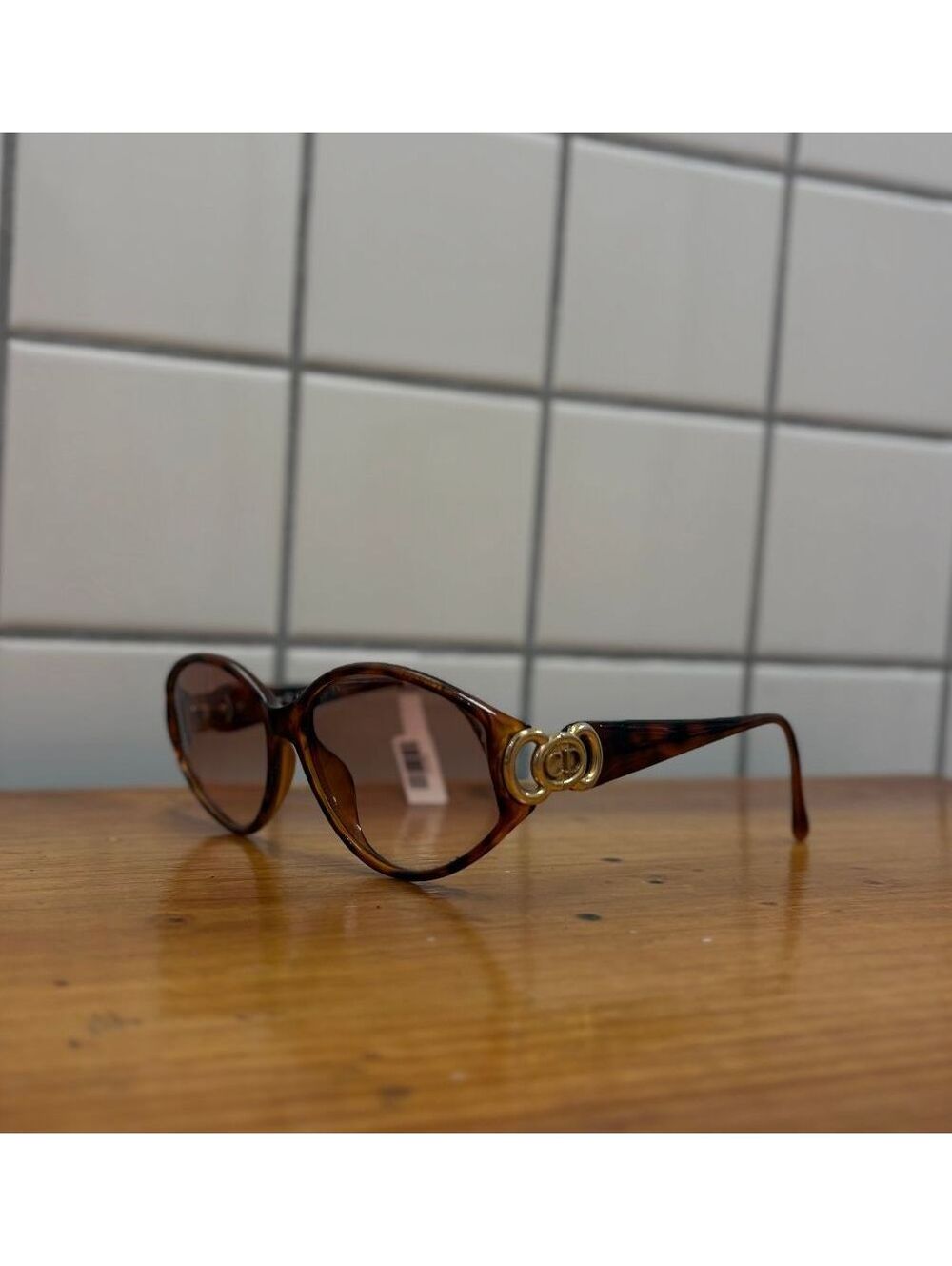 Dior 1990s Vintage Sunglasses Gold Green Brown Tortoise Austria
